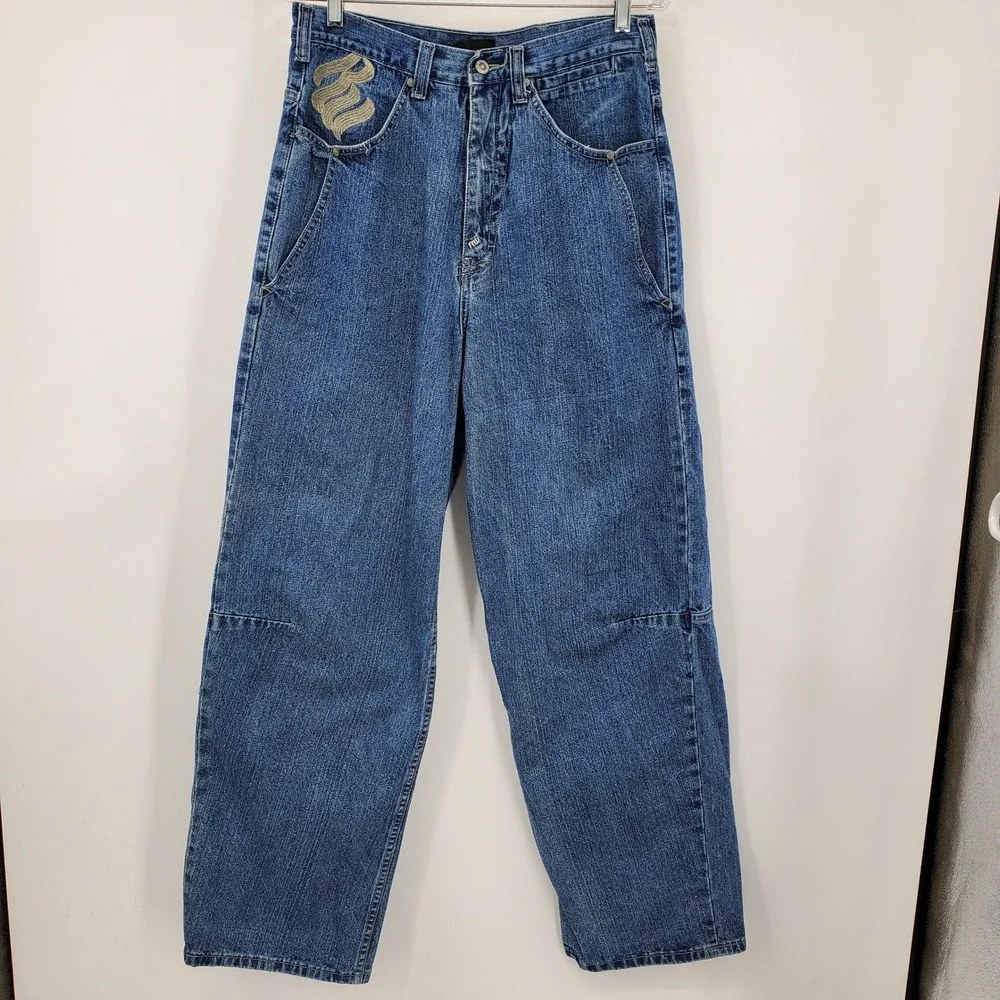 Vintage Rocawear Baggy Jeans Mens 34x34 Blue Denim Y2K Wide Leg Hip Hop‎ 90s